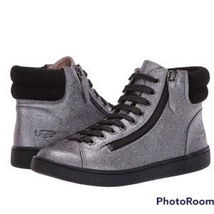 UGG Olive Glitter High Top Zip Up Sneakers